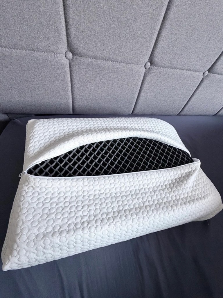 Latticore pillow with cover unzipped