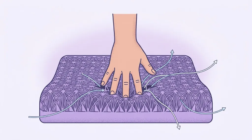 A hand pressing the Latticore grid so air moves through the open cells